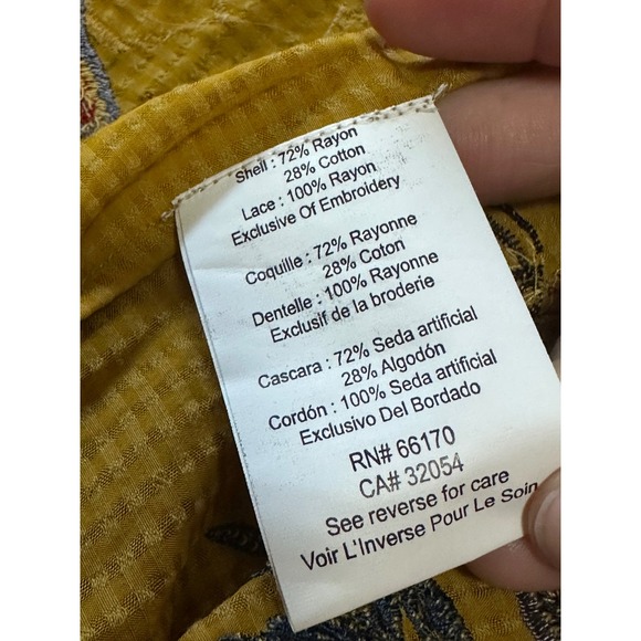 Bhanuni by Jyoti Embroidered Peplum‎ Blouse Short Sleeve Mustard Yellow S - Picture 10 of 11